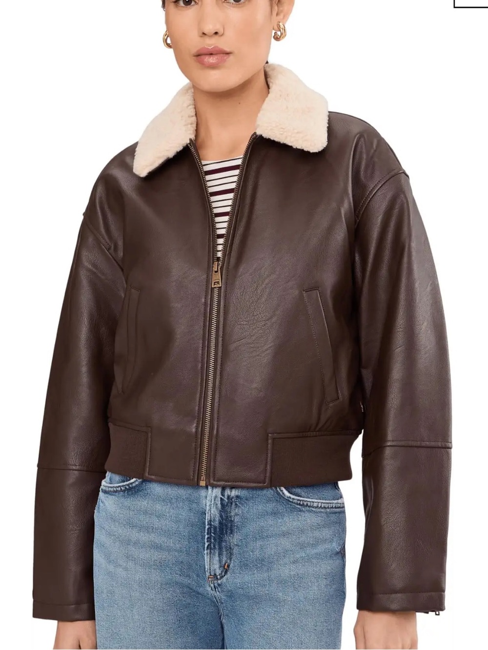 SEND BEST OFFER! Levi's Dark Brown Leather Jacket with Cream Shearling lining